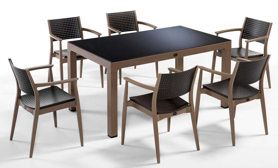 Resin Garden Furniture Seginus Set Brown Desert Brown ( Table + 6